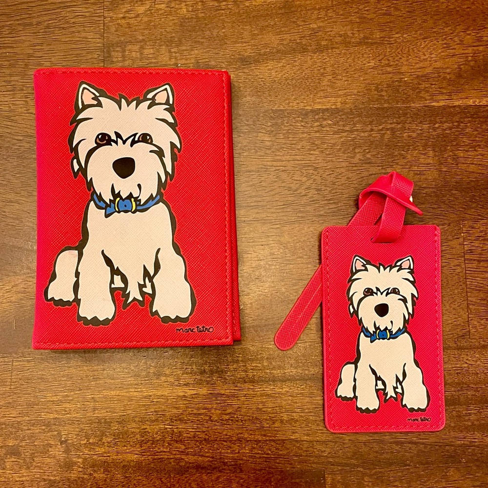 Marc Tetro Red Passport Holder and Luggage Tag Set
